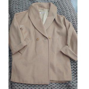 Max Mara Beige Kaiser Shawl Collar Wool/Cashmere Cocoon Coat